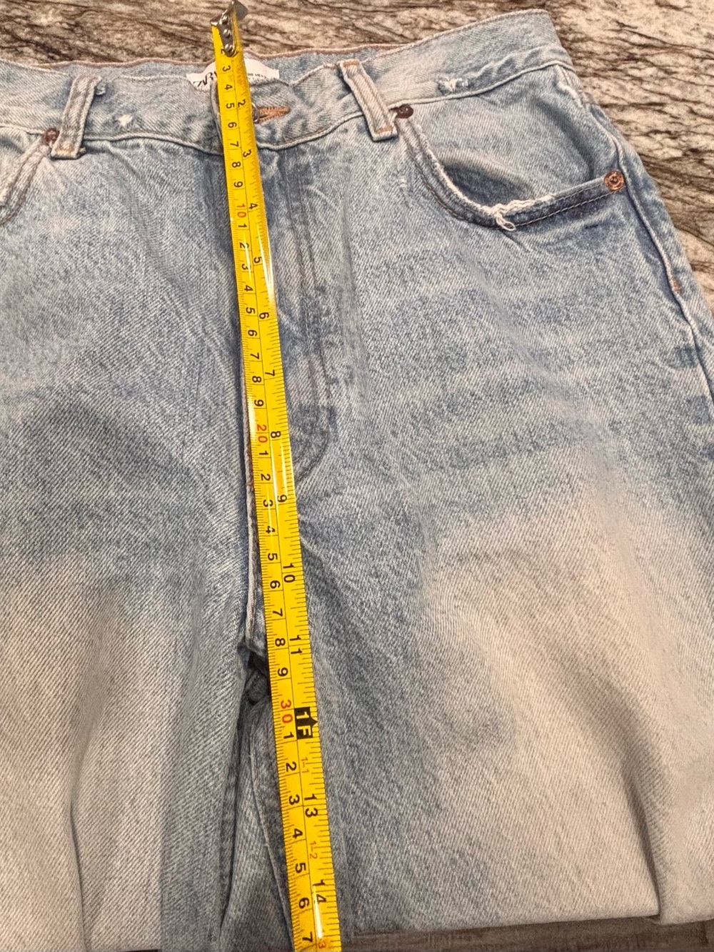Zara Light Blue Ripped Wide  Leg Jeans Size 6 - Picture 6 of 8